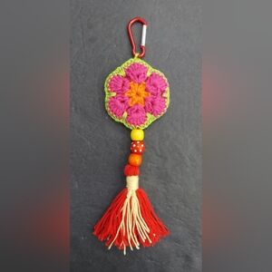 Handmade Flower knitting Bag Car key Chain with Nice Decorative Color Beads